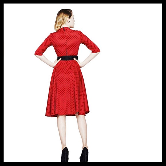 Hell Bunny Vixen Momo Rockabilly Polka Dot Dress - Picture 4 of 6